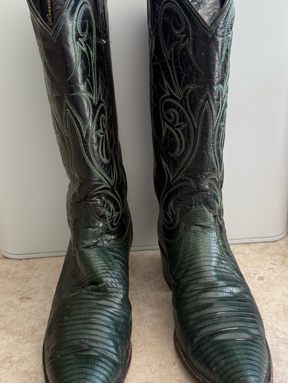 Dan Post Black and Green Cowboy Boots 9.0